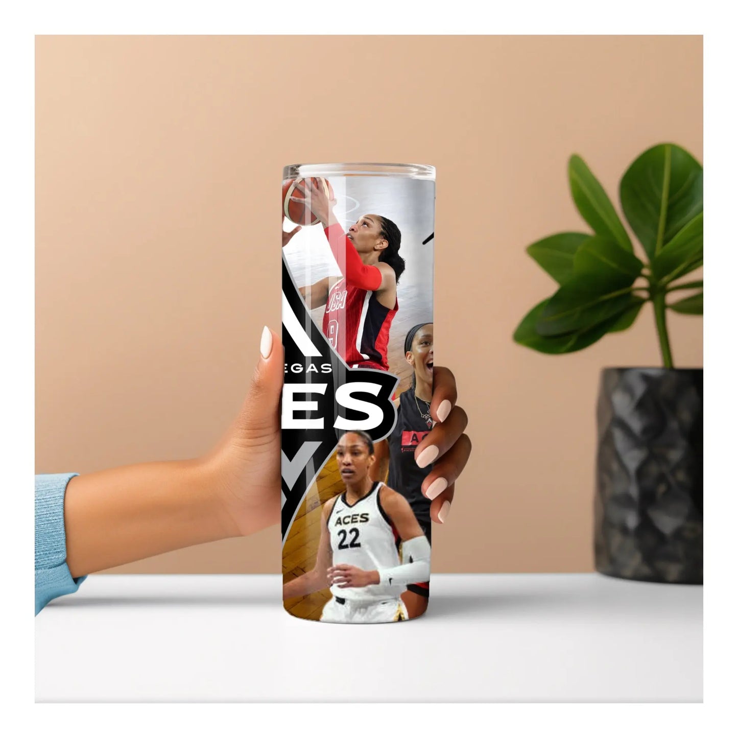 A’ja Wilson Las Vegas Aces Tumbler – 20oz Stainless Steel Sports Fan Drinkware, WNBA MVP Gift, Basketball Player Cup, Black Girl Magic Merch Product vendor
