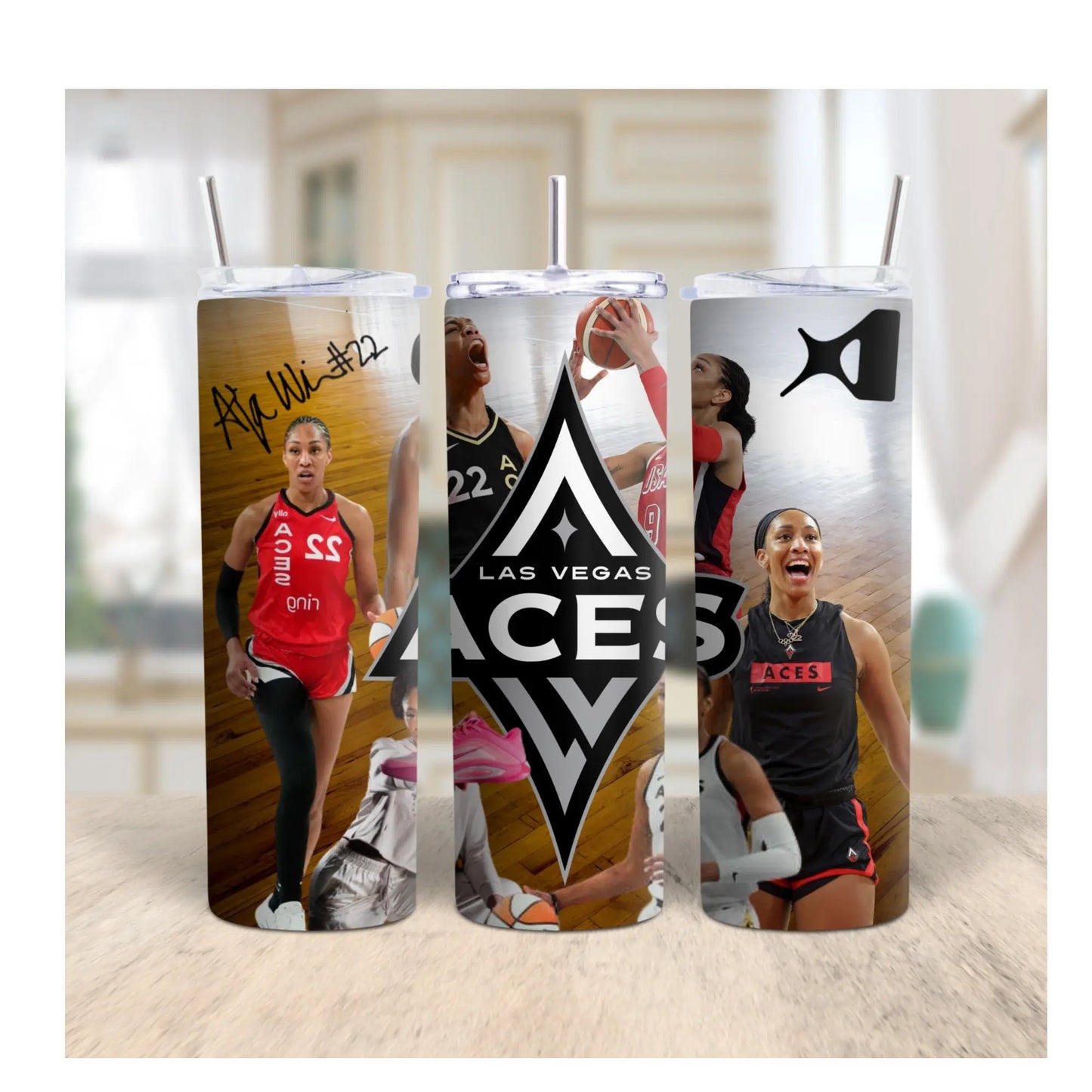 A’ja Wilson Las Vegas Aces Tumbler – 20oz Stainless Steel Sports Fan Drinkware, WNBA MVP Gift, Basketball Player Cup, Black Girl Magic Merch Product vendor