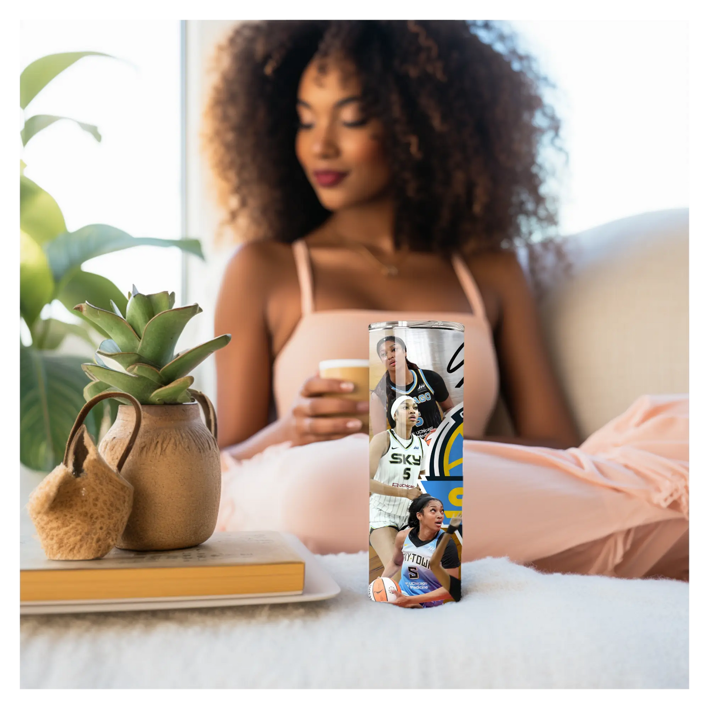 Angel Reese 20oz Tumbler – WNBA Chicago Sky Tribute Drinkware | Stainless Steel Travel Cup with Straw & Lid Product vendor