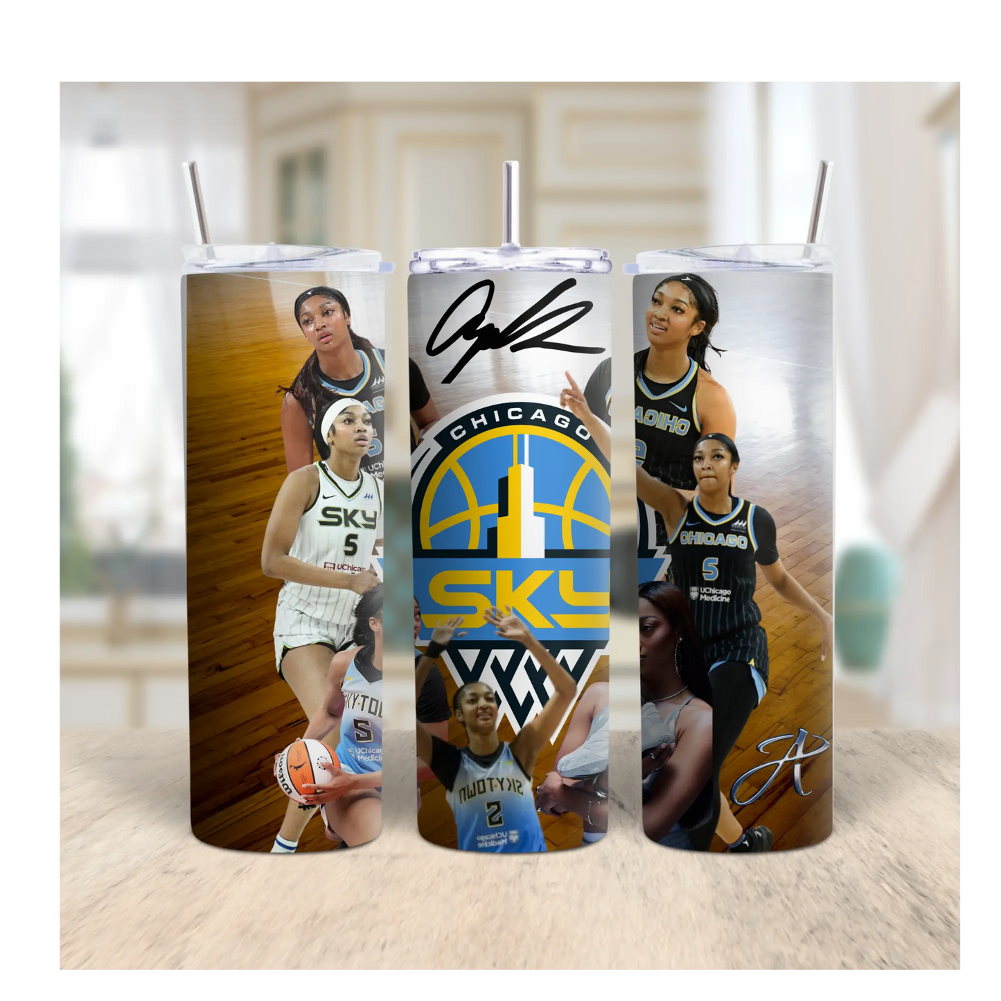Angel Reese 20oz Tumbler – WNBA Chicago Sky Tribute Drinkware | Stainless Steel Travel Cup with Straw & Lid Product vendor