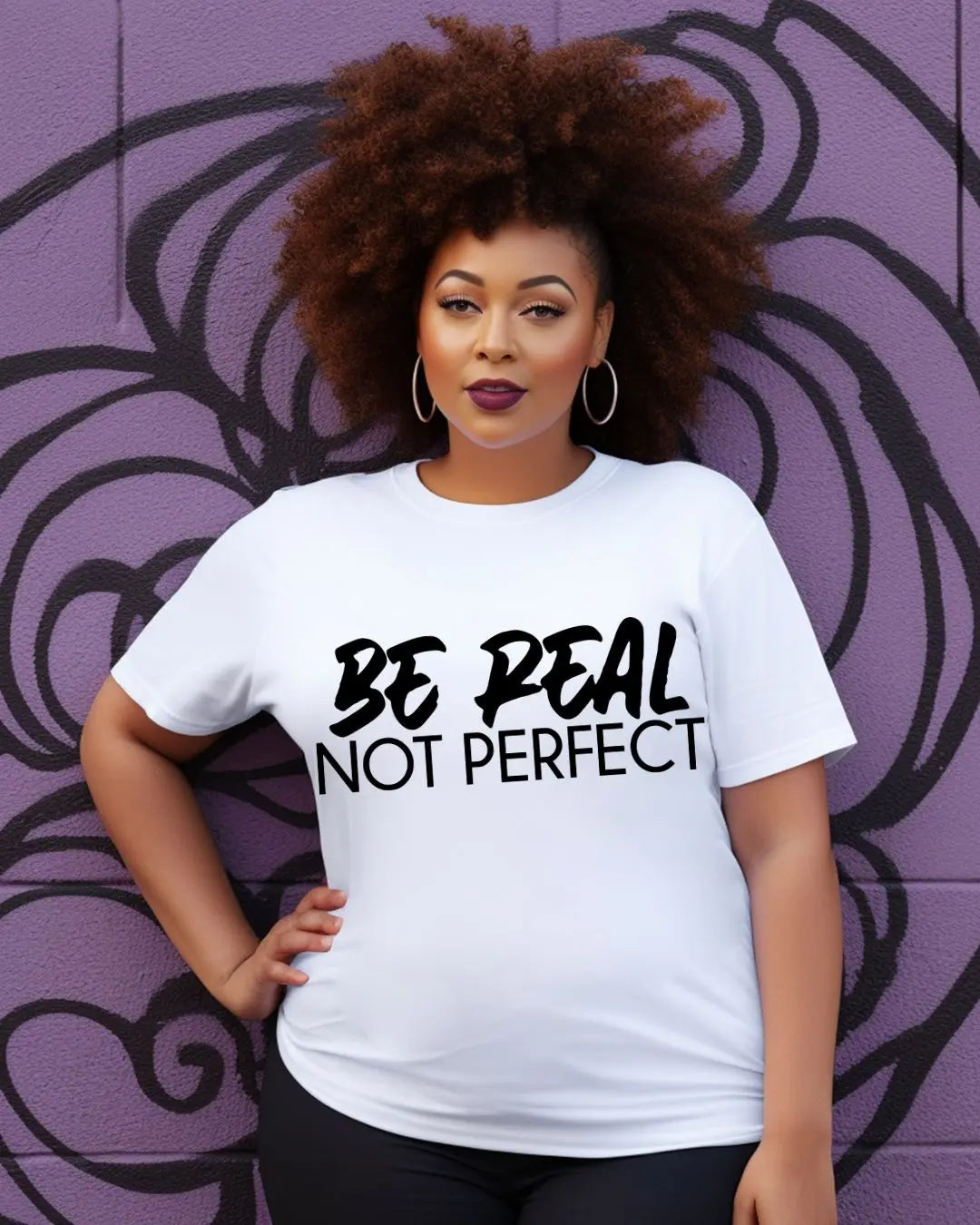 "Be Real Not Perfect" Graphic T-Shirt – Trendy Motivational Tee for Confident Style Branded Kreations Kraft Boutique