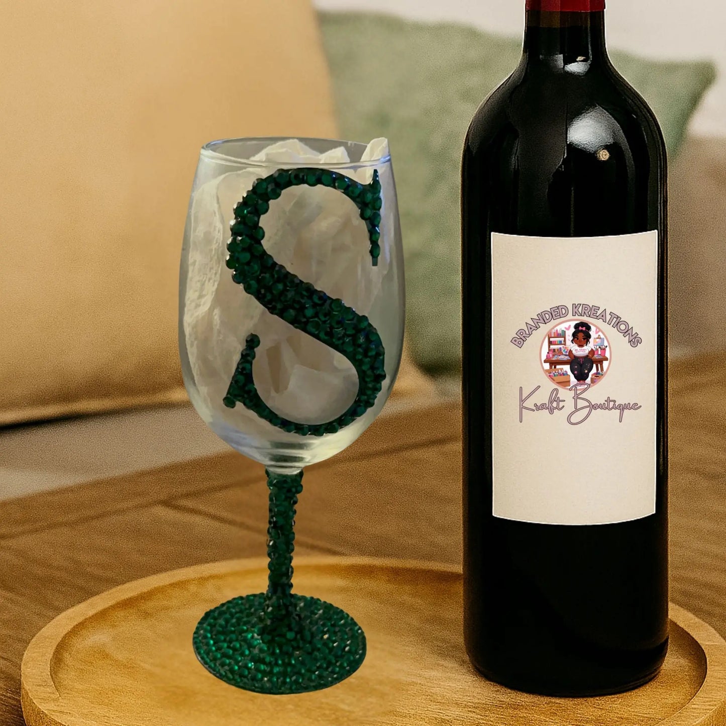Cheers in Style: Custom Bling Wine Glass with Initial – Handcrafted Crystal Rhinestone Stemware Gift Product vendor