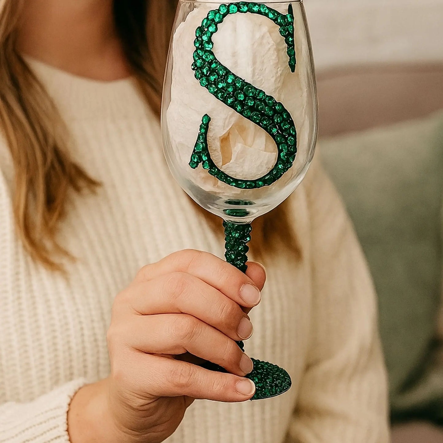 Cheers in Style: Custom Bling Wine Glass with Initial – Handcrafted Crystal Rhinestone Stemware Gift Product vendor