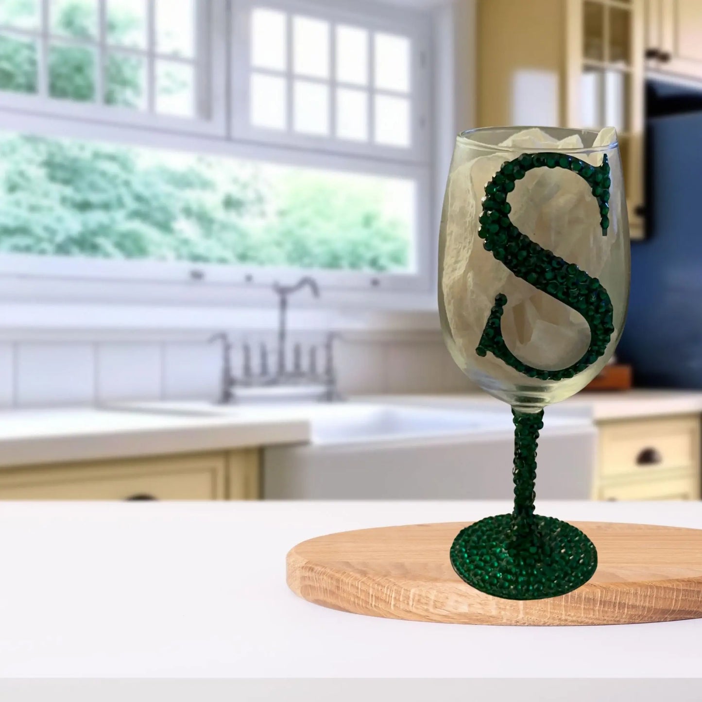 Cheers in Style: Custom Bling Wine Glass with Initial – Handcrafted Crystal Rhinestone Stemware Gift Product vendor