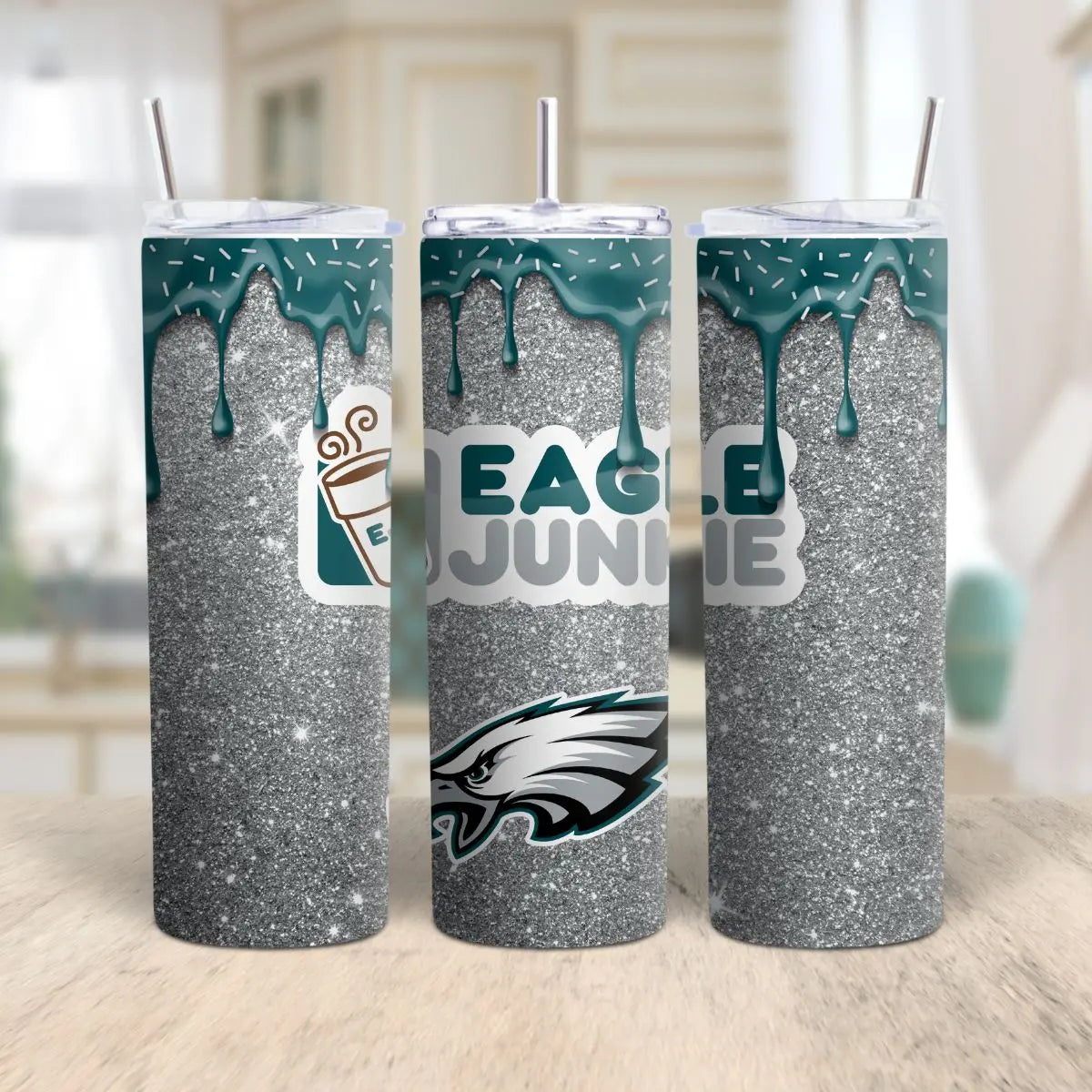 Custom NFL Glitter Tumbler with Straw – Personalized Football Team Cup | Game Day Fan Gift Product vendor
