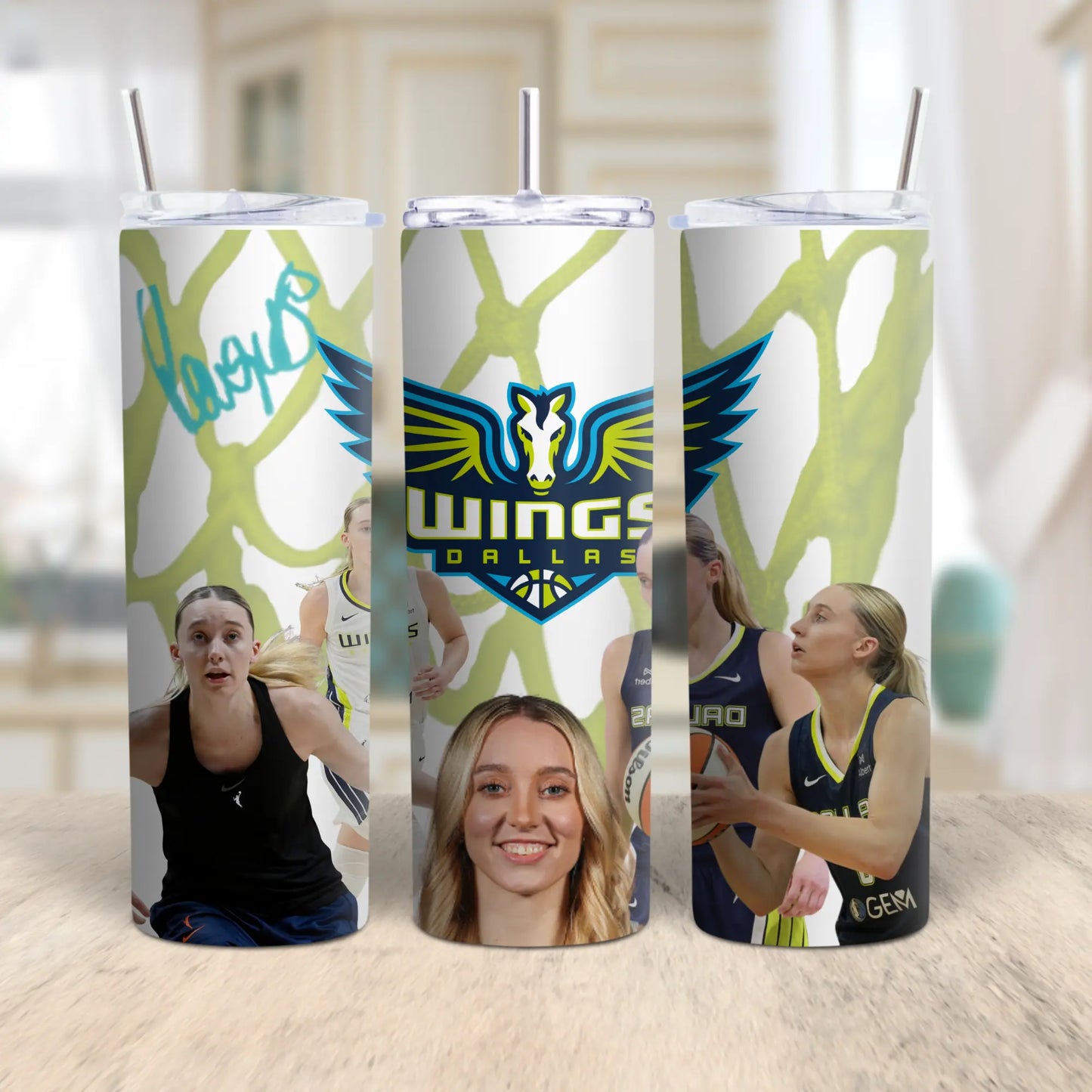 Dallas Wings Tumbler – Paige Bueckers Basketball Cup – 20oz Skinny Tumbler with Straw – WNBA Fan Gift, Sports Drinkware, Custom Wrap Design Product vendor