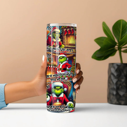 Grinch Christmas Schedule Stainless Steel Tumbler – Festive & Funny Holiday Drinkware Branded Kreations Kraft Boutique