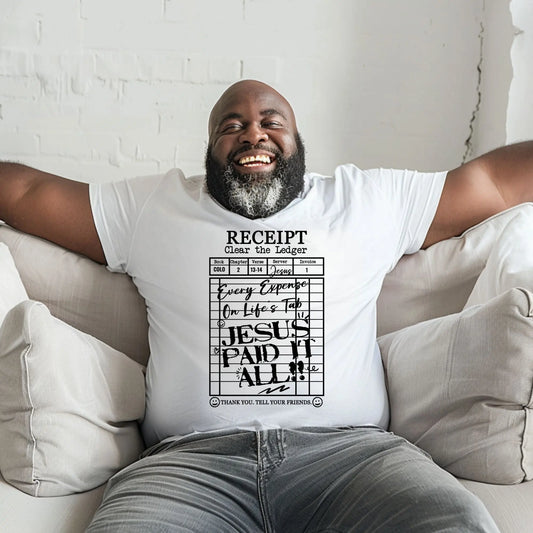 “Jesus Paid It All” Faith Receipt Graphic Tee – Unisex Christian T-Shirt Product vendor