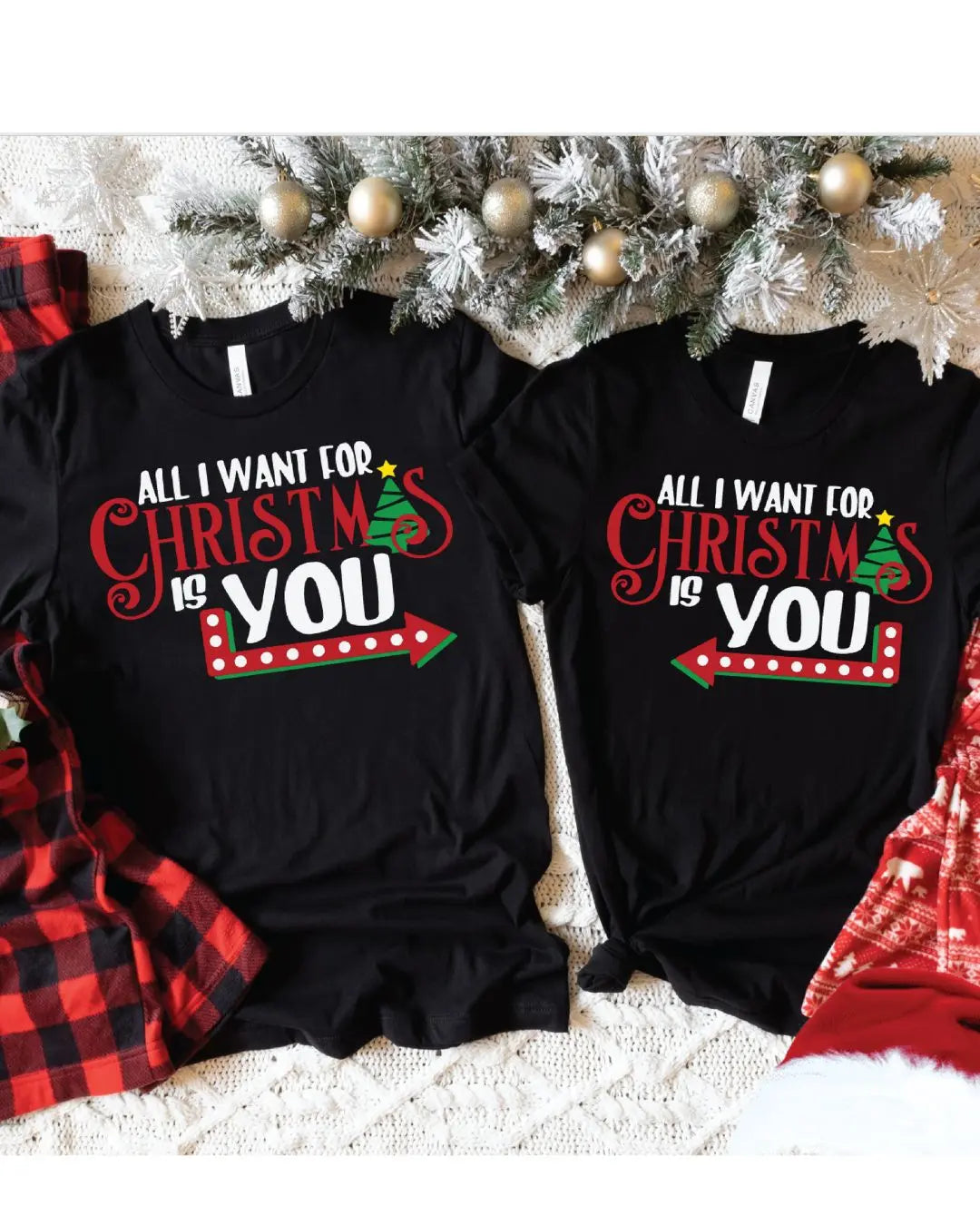 Matching Couple Sweatshirts – "All I Want for Christmas is You" Festive Holiday Set Branded Kreations Kraft Boutique