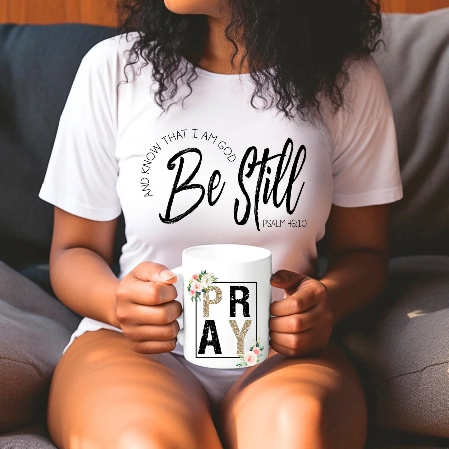 PRAY Floral Glitter Mug – Inspirational Faith Coffee Cup for Women Product vendor