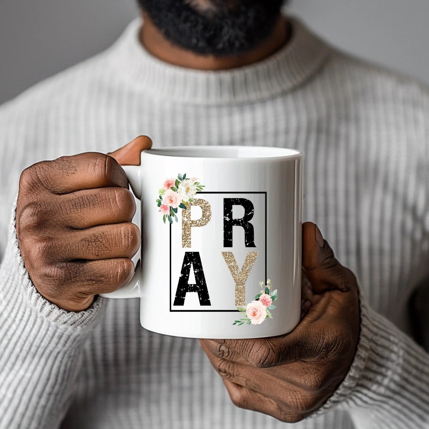 PRAY Floral Glitter Mug – Inspirational Faith Coffee Cup for Women Product vendor