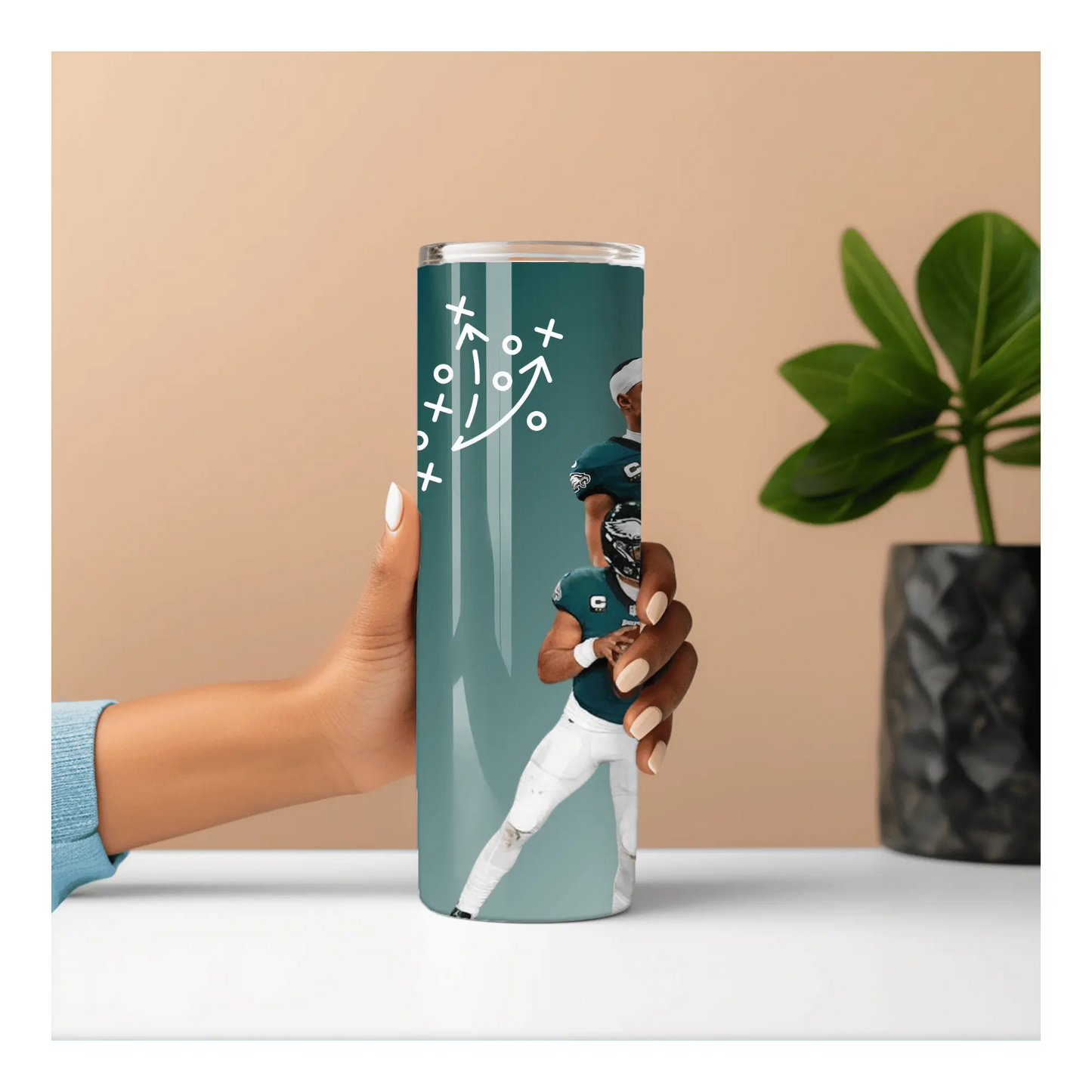 Philadelphia Eagles Tumbler | 20oz Football Player Cup | Game Day Sports Fan Drinkware | Jalen Hurts Inspired Skinny Tumbler | Eagles Gift for Her or Him Product vendor