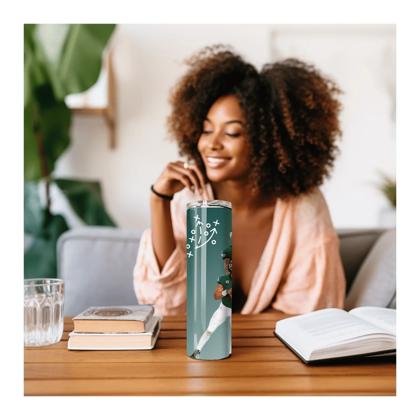 Philadelphia Eagles Tumbler | 20oz Football Player Cup | Game Day Sports Fan Drinkware | Jalen Hurts Inspired Skinny Tumbler | Eagles Gift for Her or Him Product vendor
