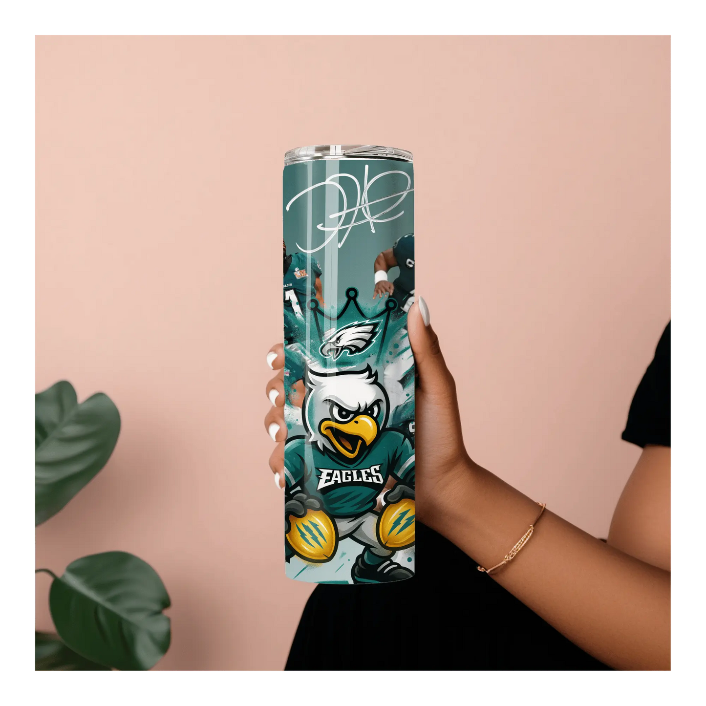 Philadelphia Eagles Tumbler | 20oz Football Player Cup | Game Day Sports Fan Drinkware | Jalen Hurts Inspired Skinny Tumbler | Eagles Gift for Her or Him Product vendor