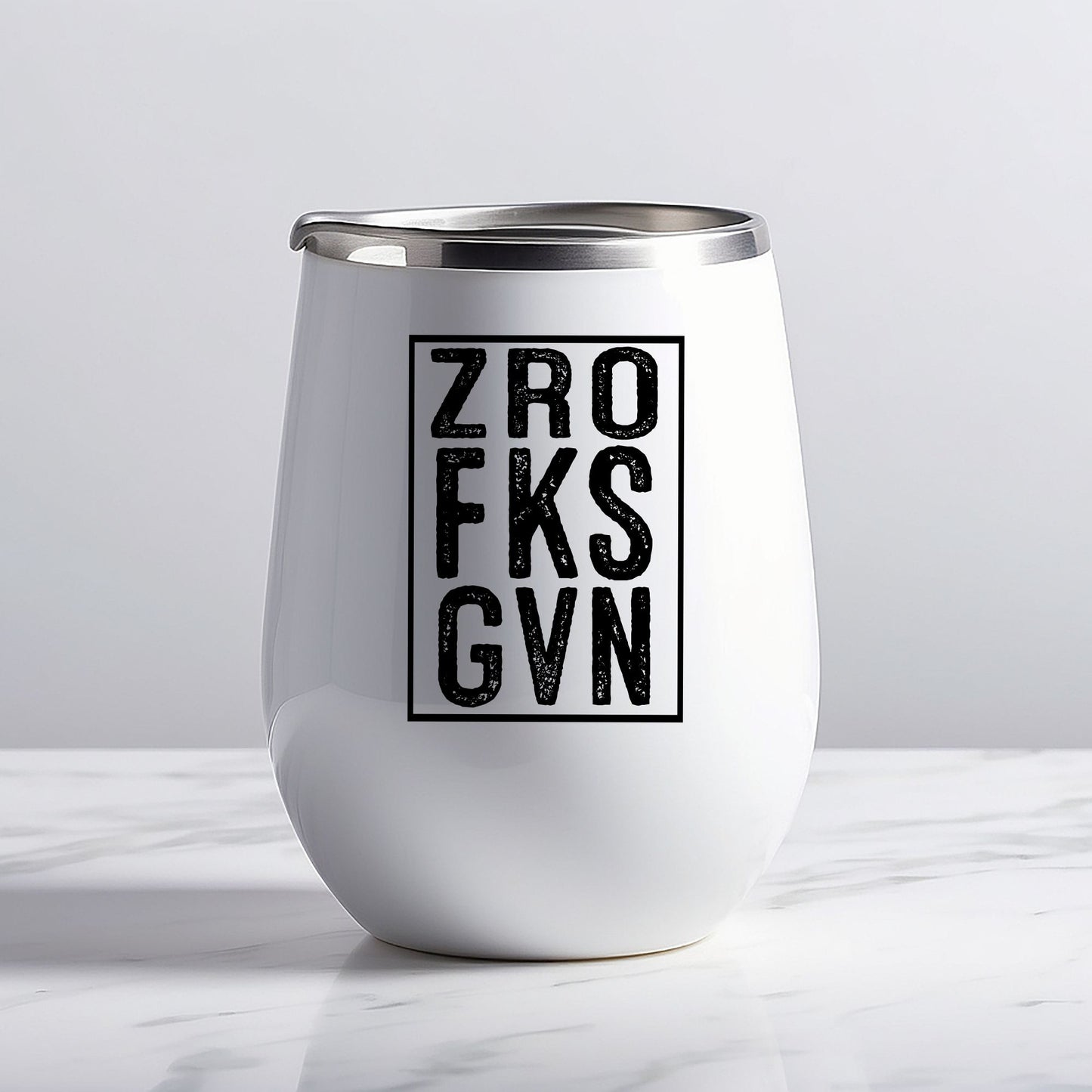 Zero Fks Given Tumbler – Bold & Funny Insulated Wine Cup