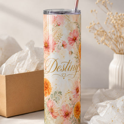 Personalized Birth Flower 20 oz Skinny Tumbler