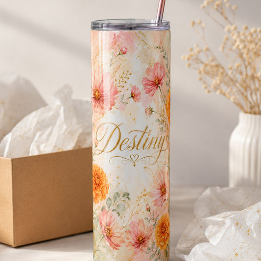 Personalized Birth Flower 20 oz Skinny Tumbler
