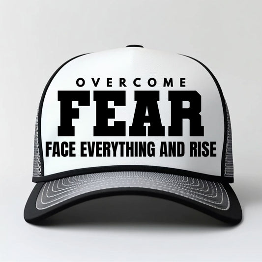 "Overcome Fear" Trucker Hat – Motivational Mesh Cap for Confidence & Strength