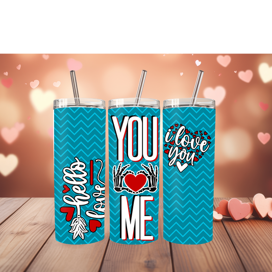 Hello Love & You & Me Couple Tumblers – Romantic Chevron Design Branded Kreations Kraft Boutique