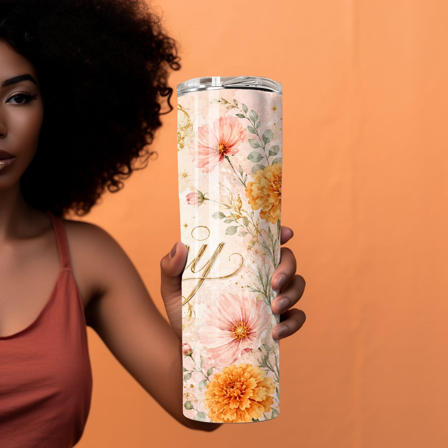 Personalized Birth Flower 20 oz Skinny Tumbler