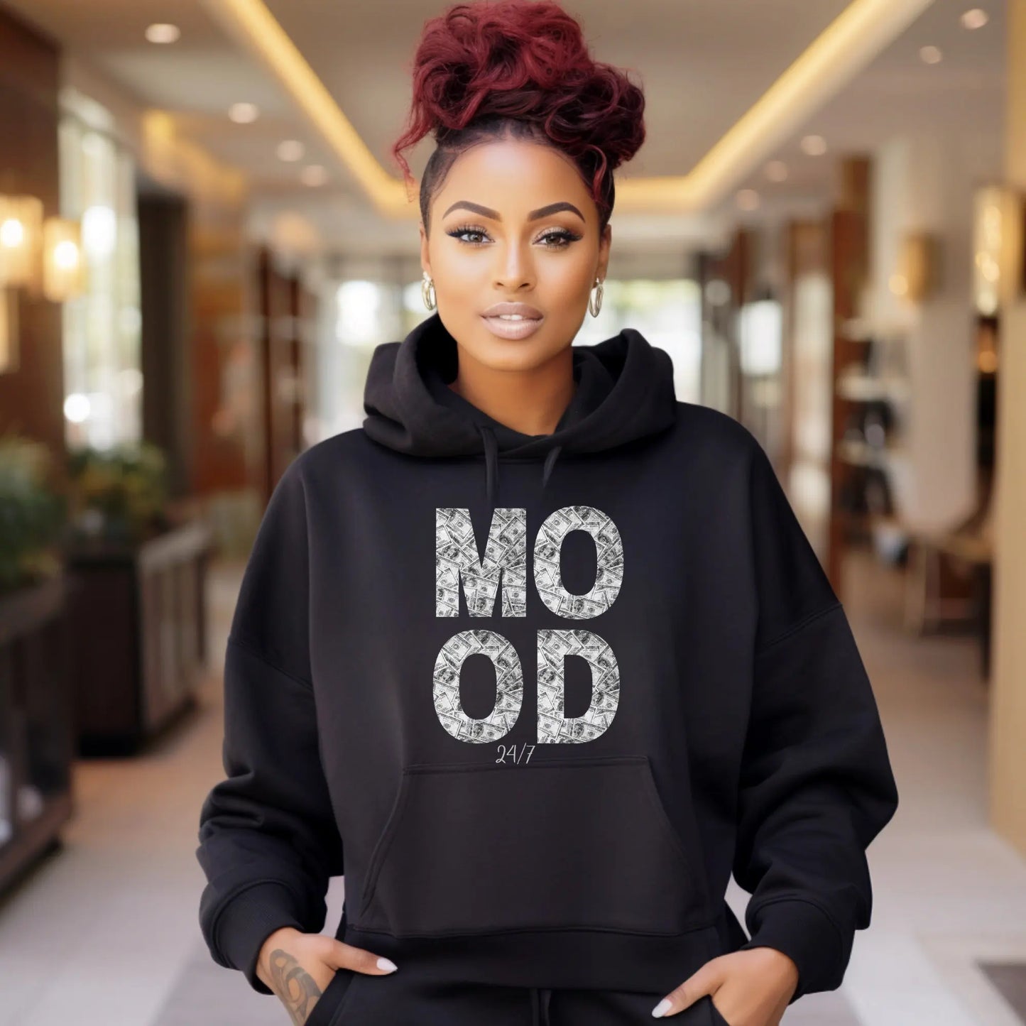 Money 24/7 Hoodie: Stay Cozy and Stylish in Black Comfort Branded Kreations Kraft Boutique