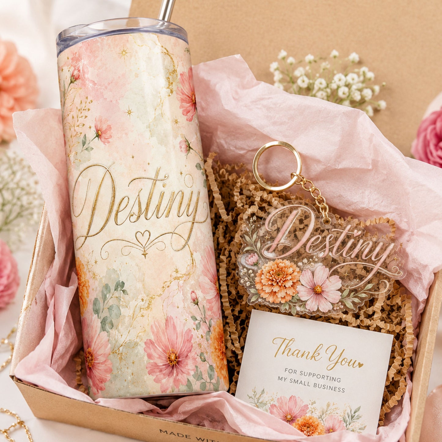 Personalized Birth Flower 20 oz Skinny Tumbler