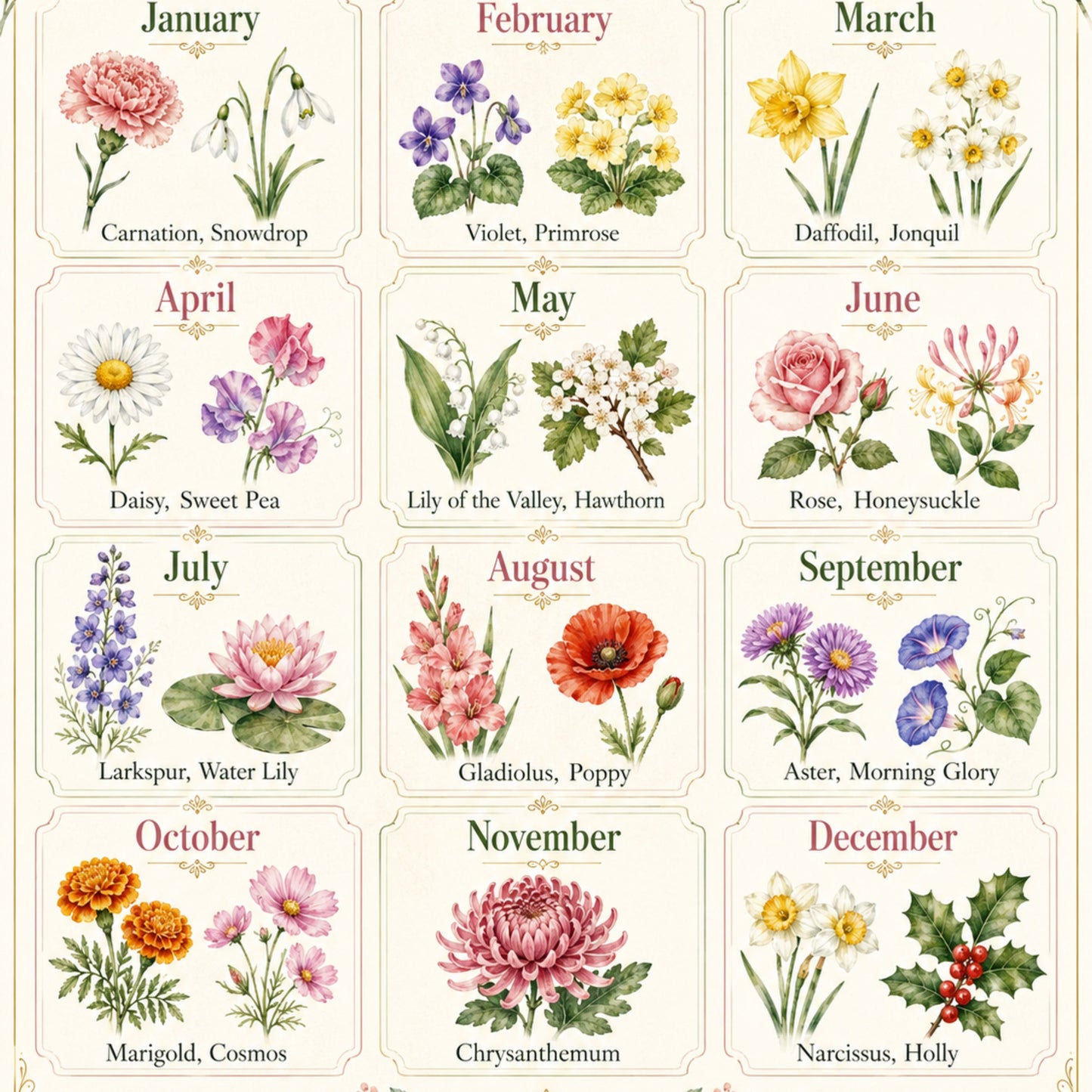 Personalized Birth Flower 20 oz Skinny Tumbler