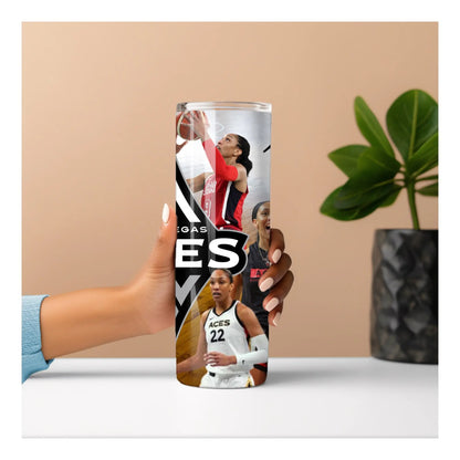 A’ja Wilson Las Vegas Aces Tumbler – 20oz Stainless Steel Sports Fan Drinkware, WNBA MVP Gift, Basketball Player Cup, Black Girl Magic Merch Product vendor