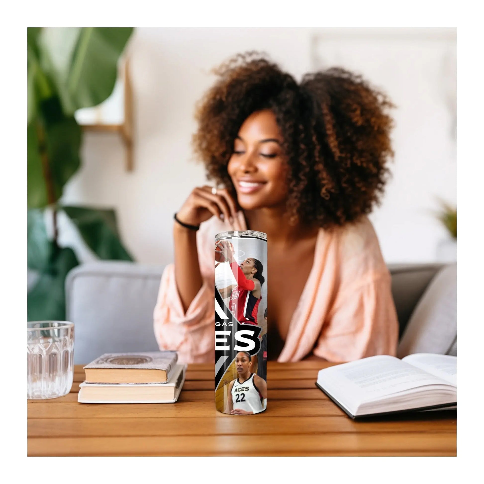 A’ja Wilson Las Vegas Aces Tumbler – 20oz Stainless Steel Sports Fan Drinkware, WNBA MVP Gift, Basketball Player Cup, Black Girl Magic Merch Product vendor