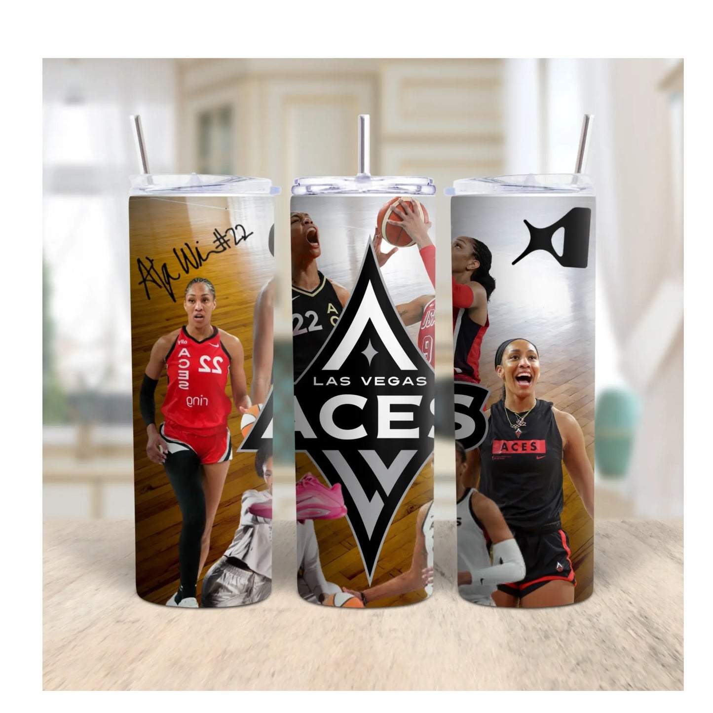 A’ja Wilson Las Vegas Aces Tumbler – 20oz Stainless Steel Sports Fan Drinkware, WNBA MVP Gift, Basketball Player Cup, Black Girl Magic Merch Product vendor