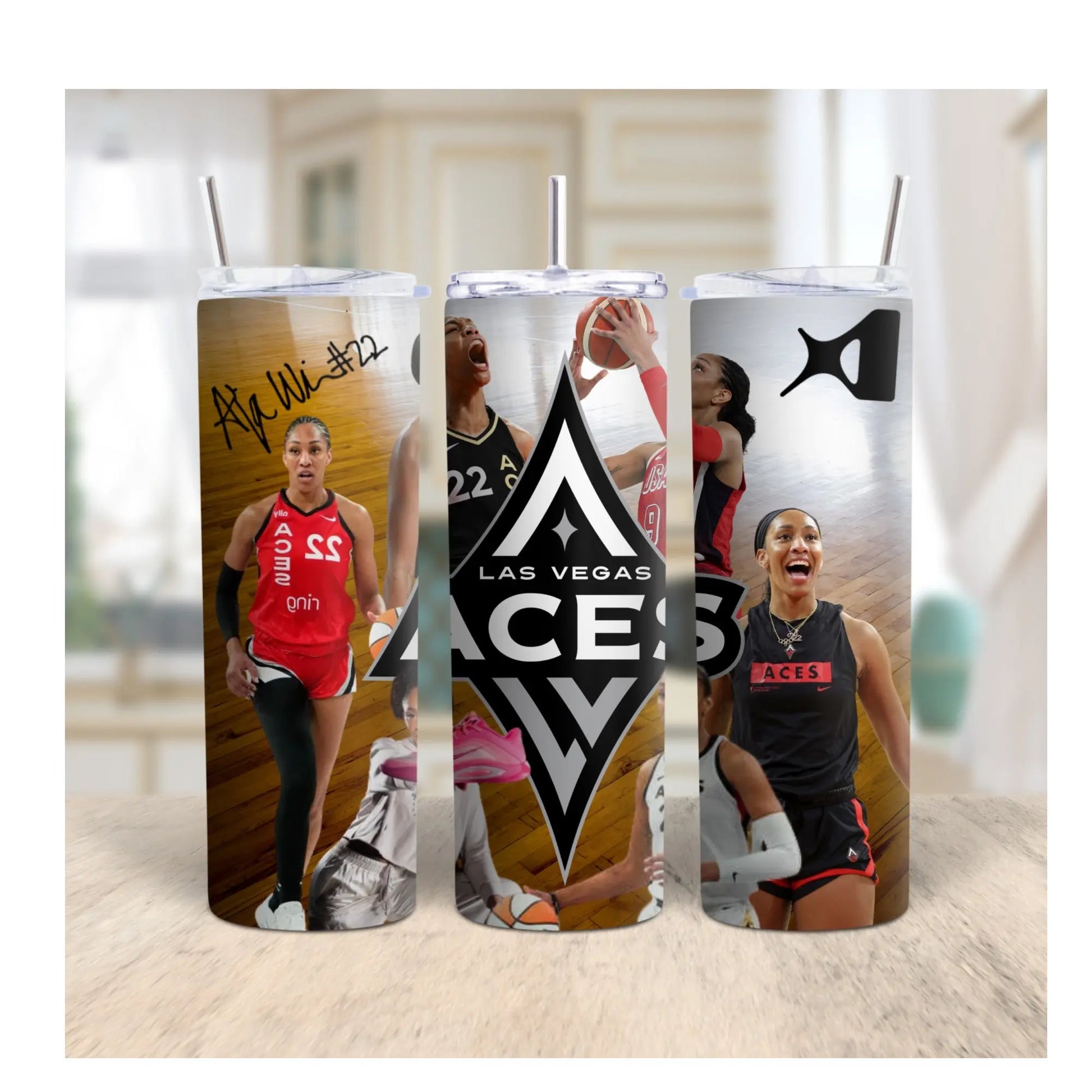 A’ja Wilson Las Vegas Aces Tumbler – 20oz Stainless Steel Sports Fan Drinkware, WNBA MVP Gift, Basketball Player Cup, Black Girl Magic Merch Product vendor
