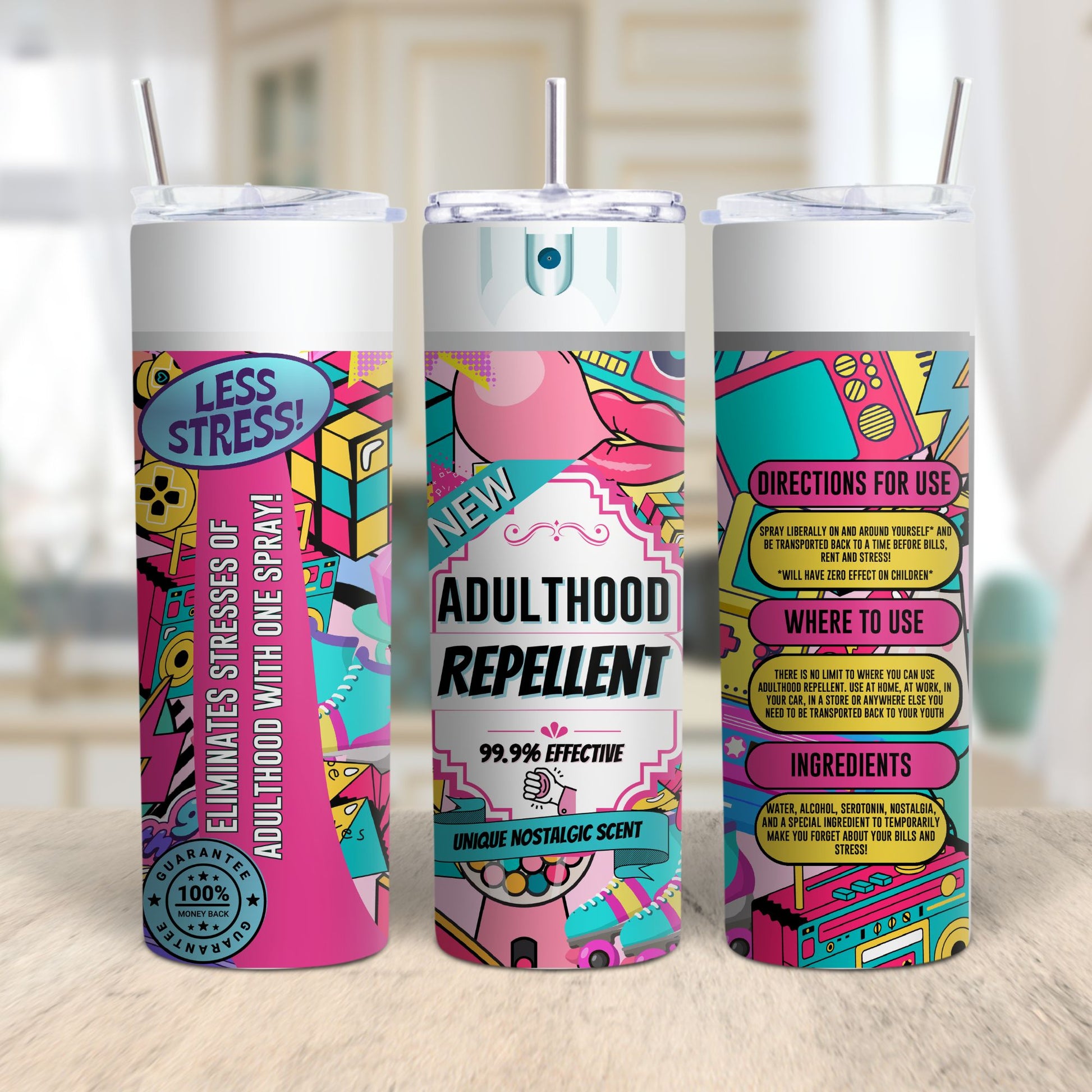 Adulthood Repellent Tumbler – Fun Retro-Inspired Stainless Steel Cup Branded Kreations Kraft Boutique