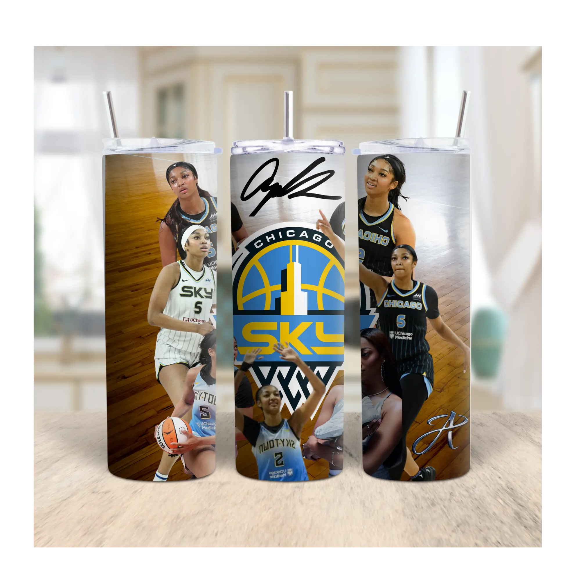 Angel Reese 20oz Tumbler – WNBA Chicago Sky Tribute Drinkware | Stainless Steel Travel Cup with Straw & Lid Product vendor