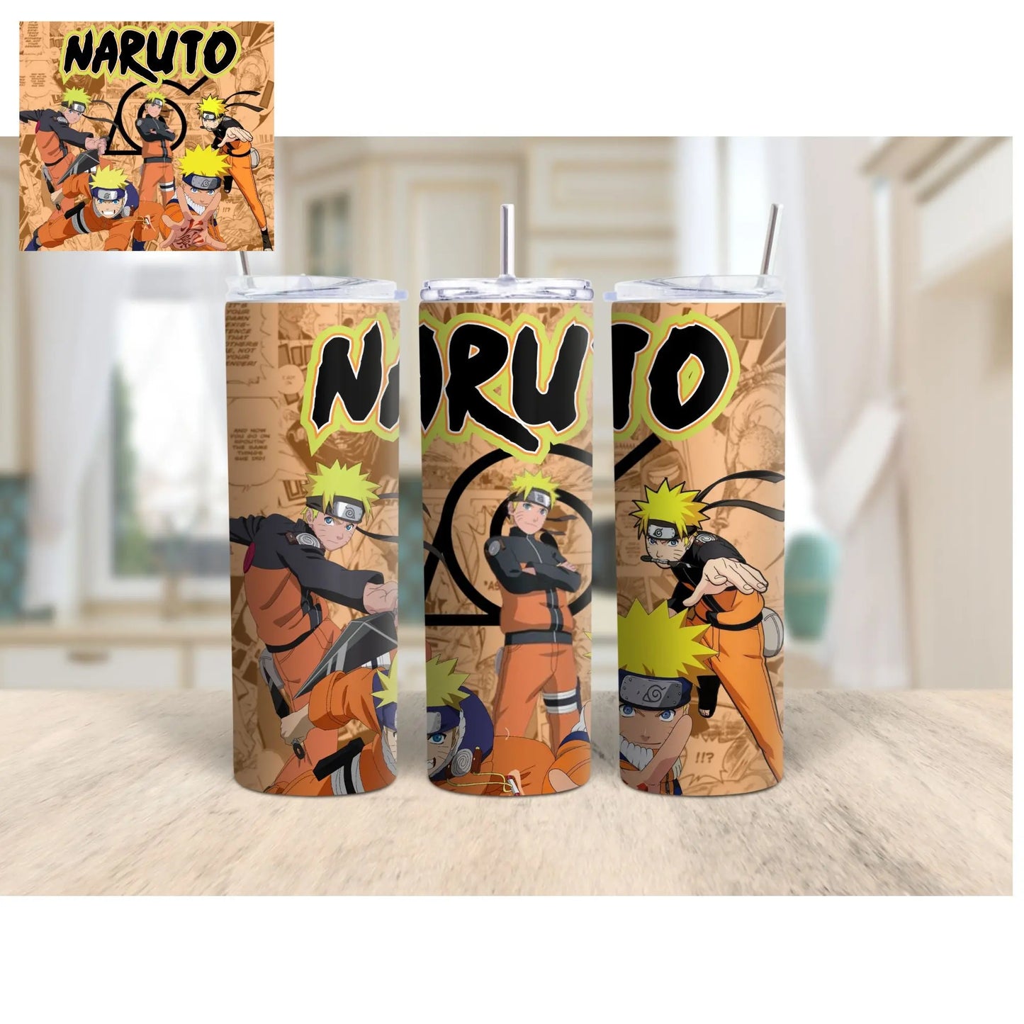 Anime Tumbler with Lid & Straw – Naruto, Kakashi, Itachi, Gaara | 20oz Stainless Steel Insulated Cup | Gift for Anime Lovers, Otaku Drinkware Product vendor