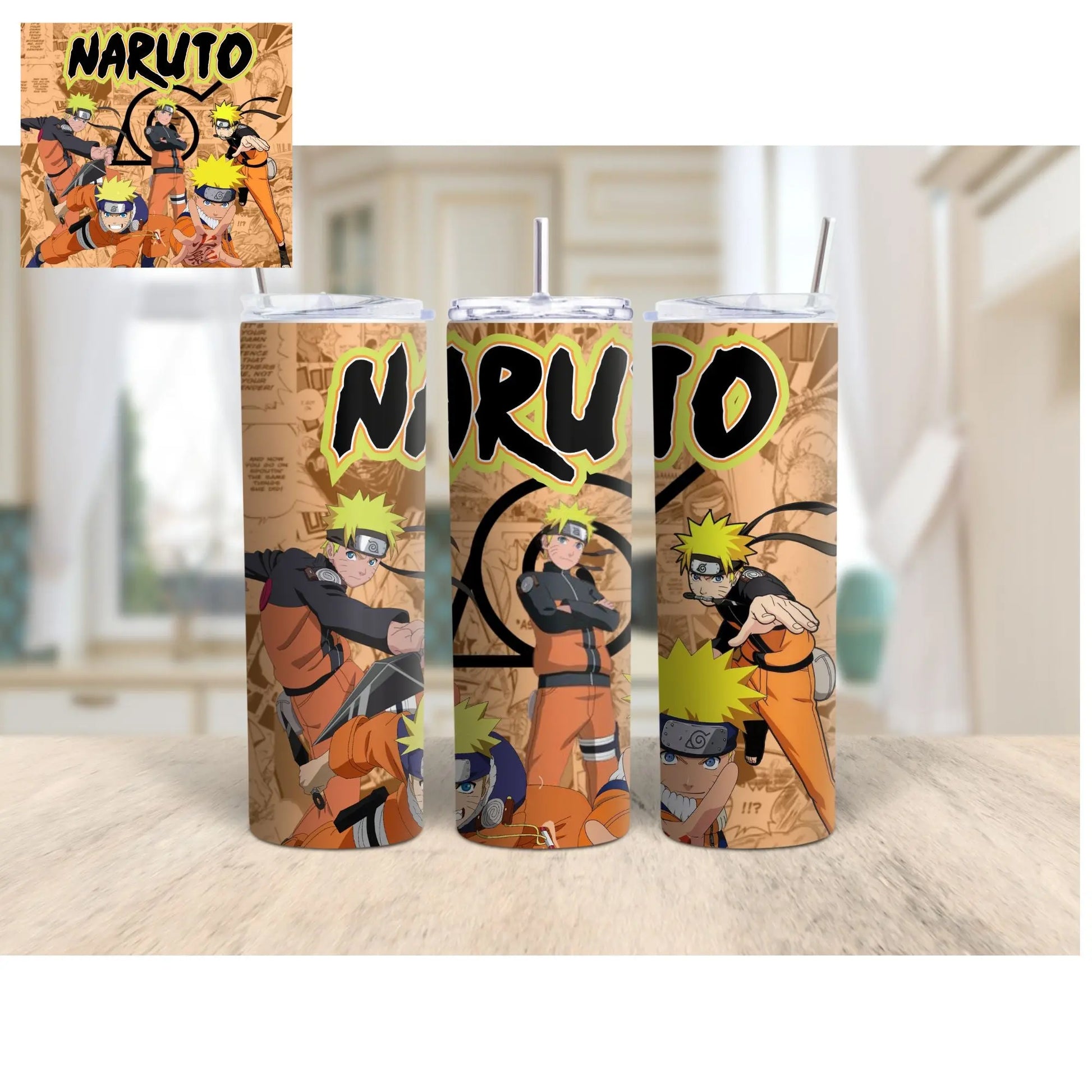 Anime Tumbler with Lid & Straw – Naruto, Kakashi, Itachi, Gaara | 20oz Stainless Steel Insulated Cup | Gift for Anime Lovers, Otaku Drinkware Product vendor
