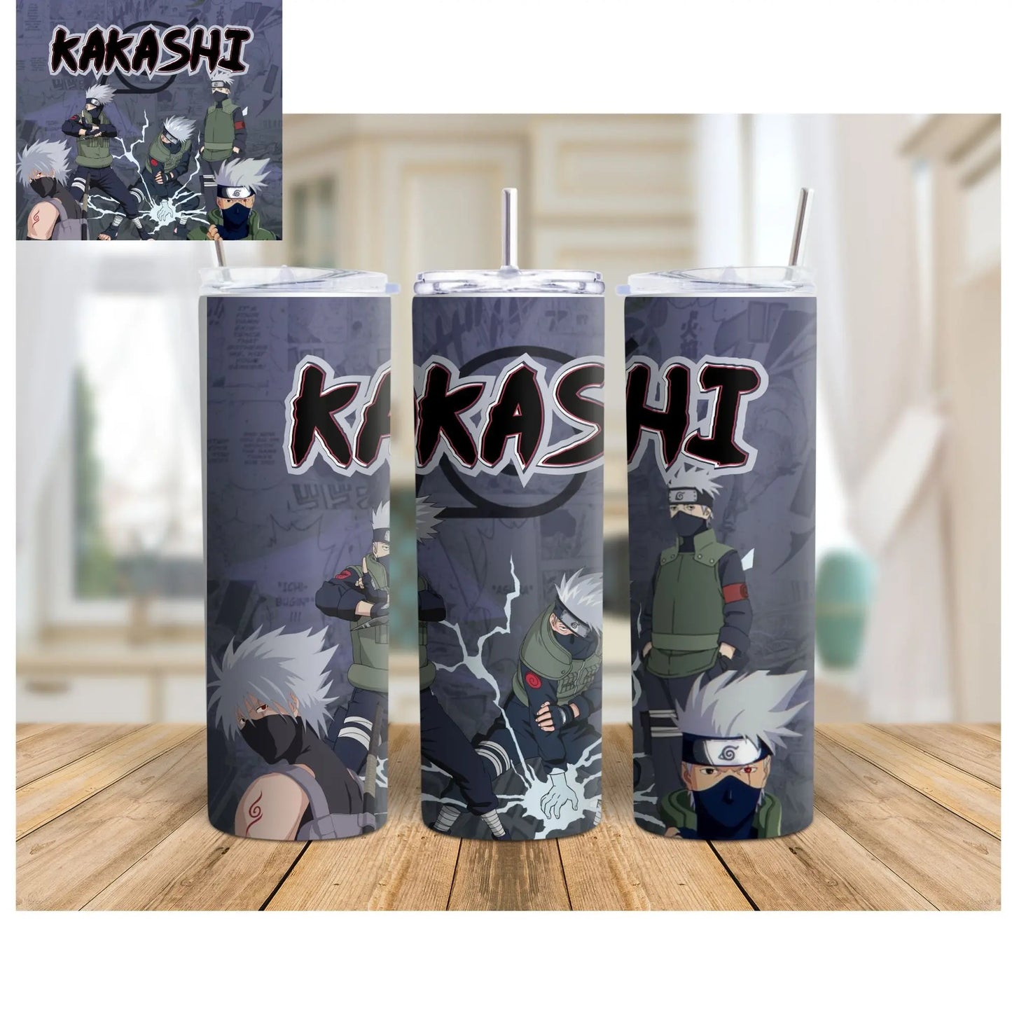 Anime Tumbler with Lid & Straw – Naruto, Kakashi, Itachi, Gaara | 20oz Stainless Steel Insulated Cup | Gift for Anime Lovers, Otaku Drinkware Product vendor