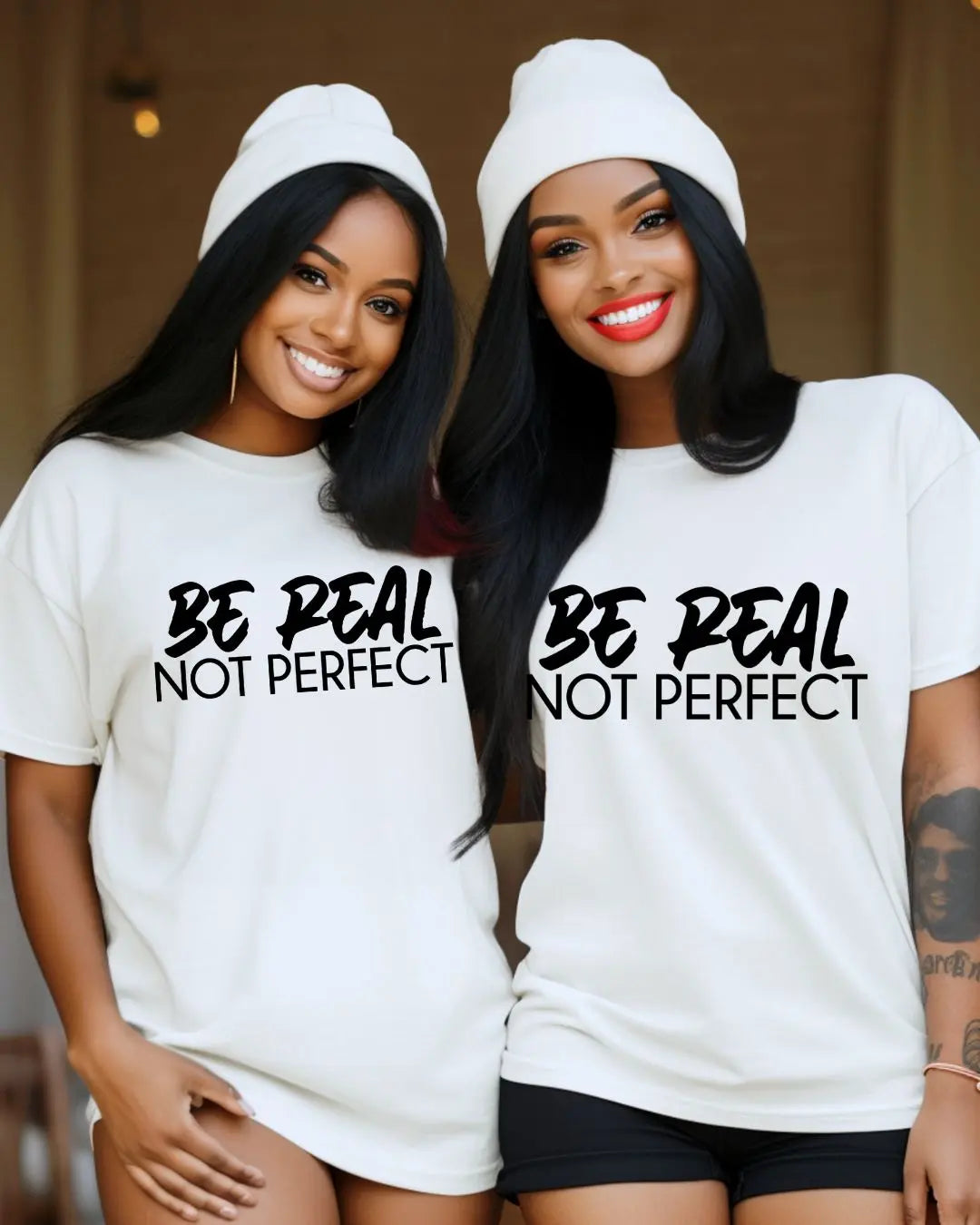 "Be Real Not Perfect" Graphic T-Shirt – Trendy Motivational Tee for Confident Style Branded Kreations Kraft Boutique