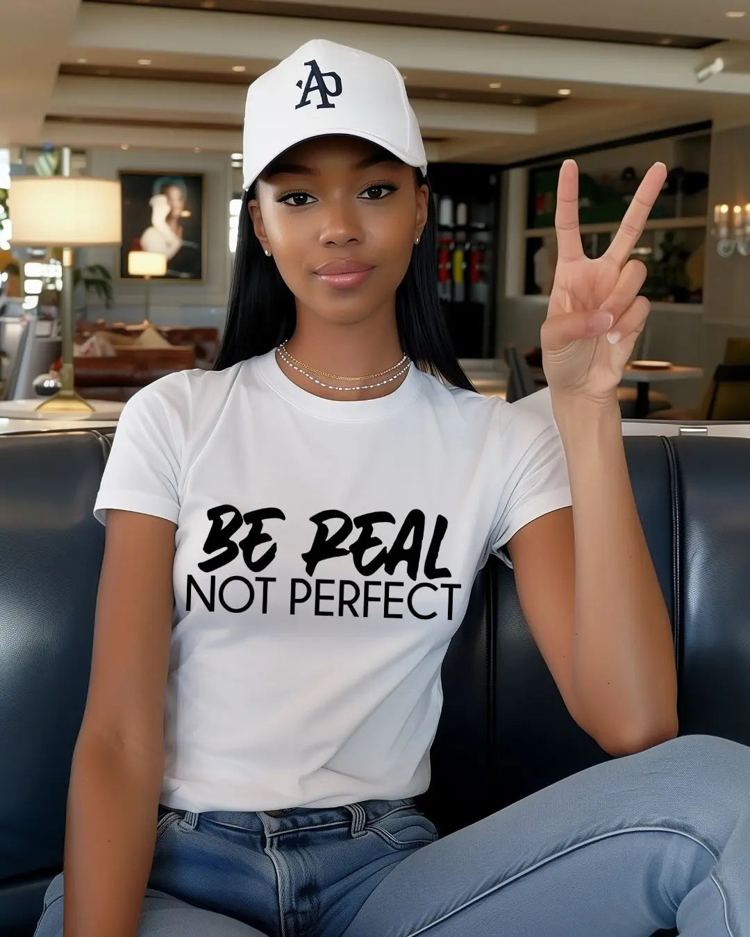 "Be Real Not Perfect" Graphic T-Shirt – Trendy Motivational Tee for Confident Style Branded Kreations Kraft Boutique