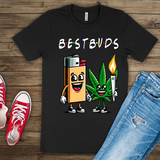 Best Buds Weed T-Shirt – Funny Cannabis and Lighter Graphic Tee Branded Kreations Kraft Boutique