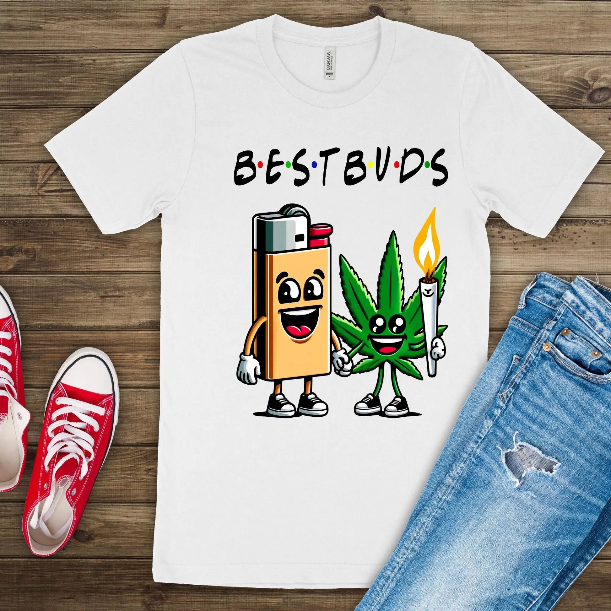 Best Buds Weed T-Shirt – Funny Cannabis and Lighter Graphic Tee Branded Kreations Kraft Boutique