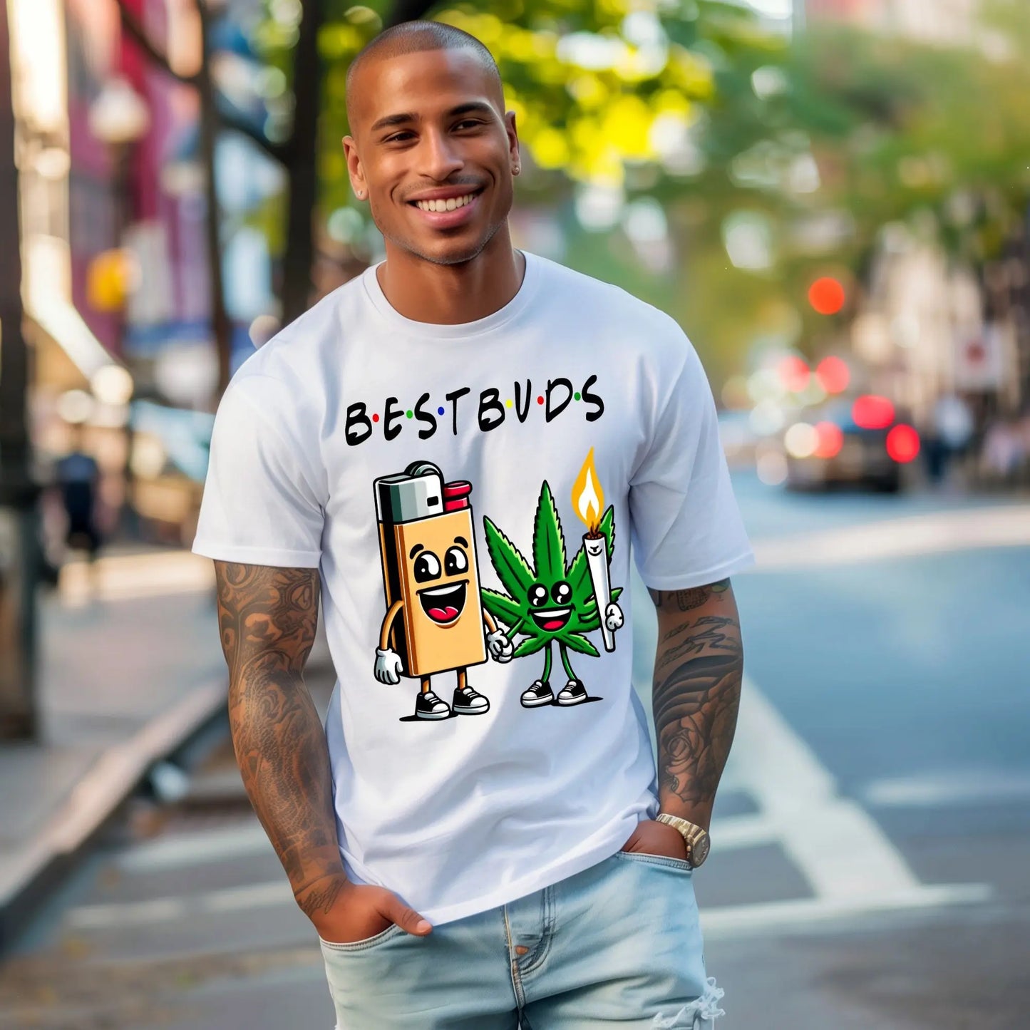 Best Buds Weed T-Shirt – Funny Cannabis and Lighter Graphic Tee Branded Kreations Kraft Boutique