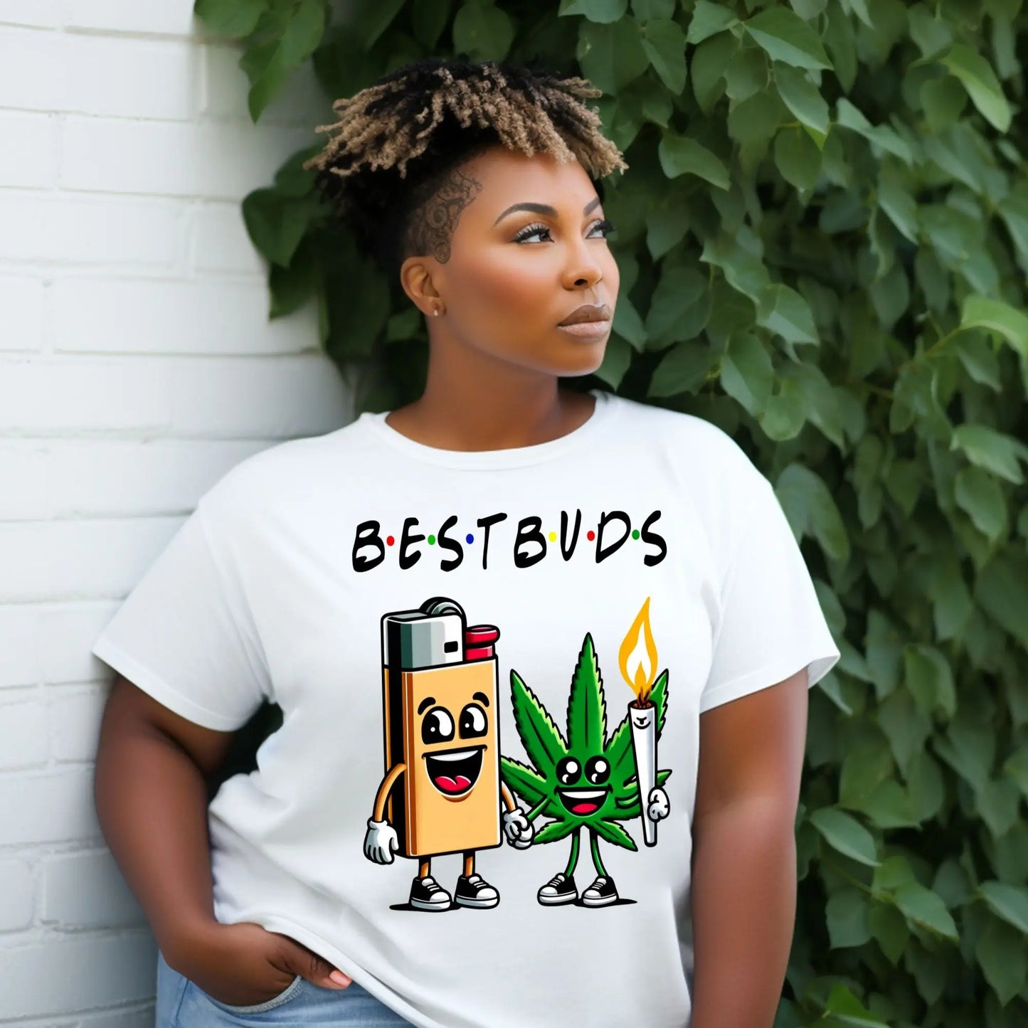 Best Buds Weed T-Shirt – Funny Cannabis and Lighter Graphic Tee Branded Kreations Kraft Boutique