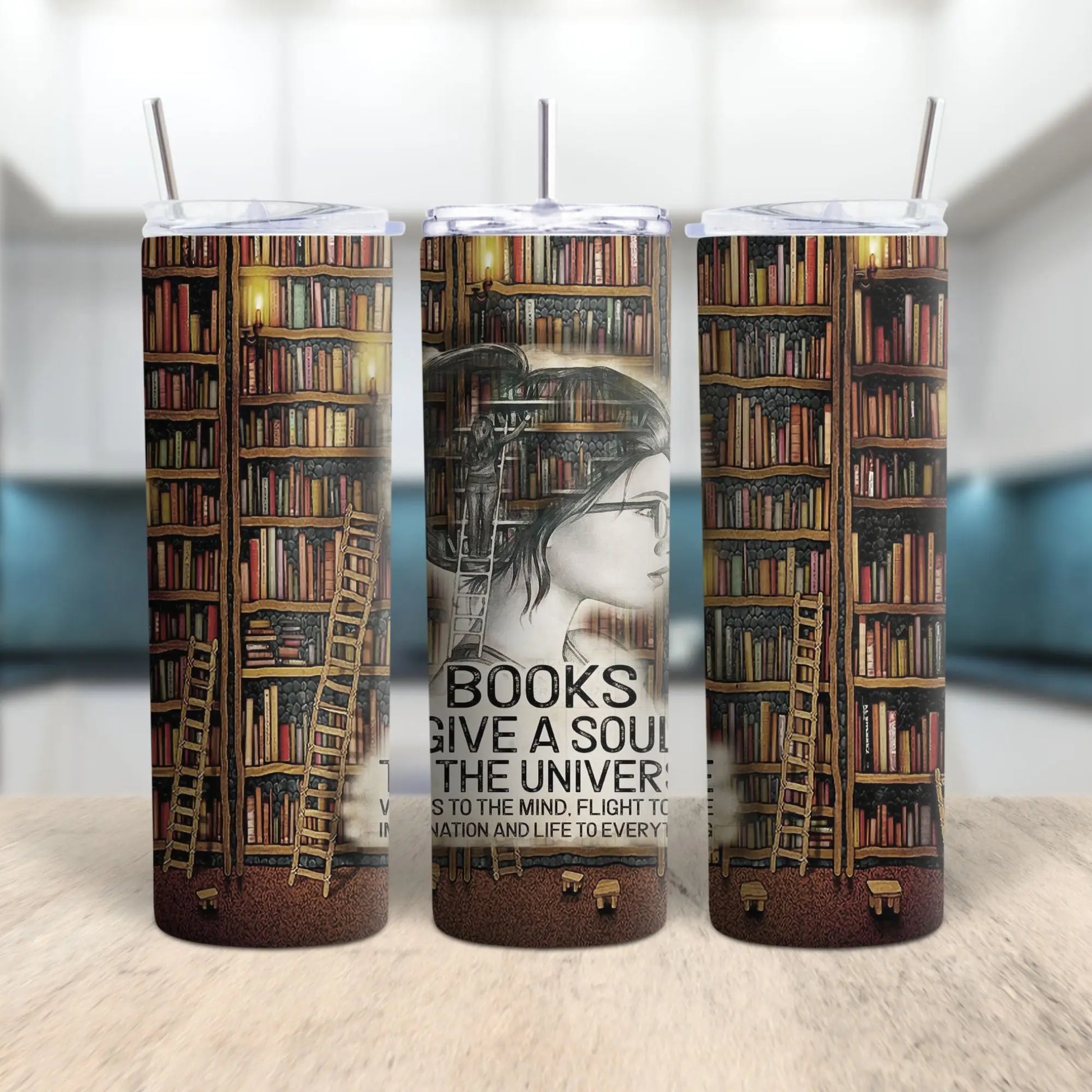 Bookshelf Quote Tumbler | Book Lover Travel Cup Product vendor