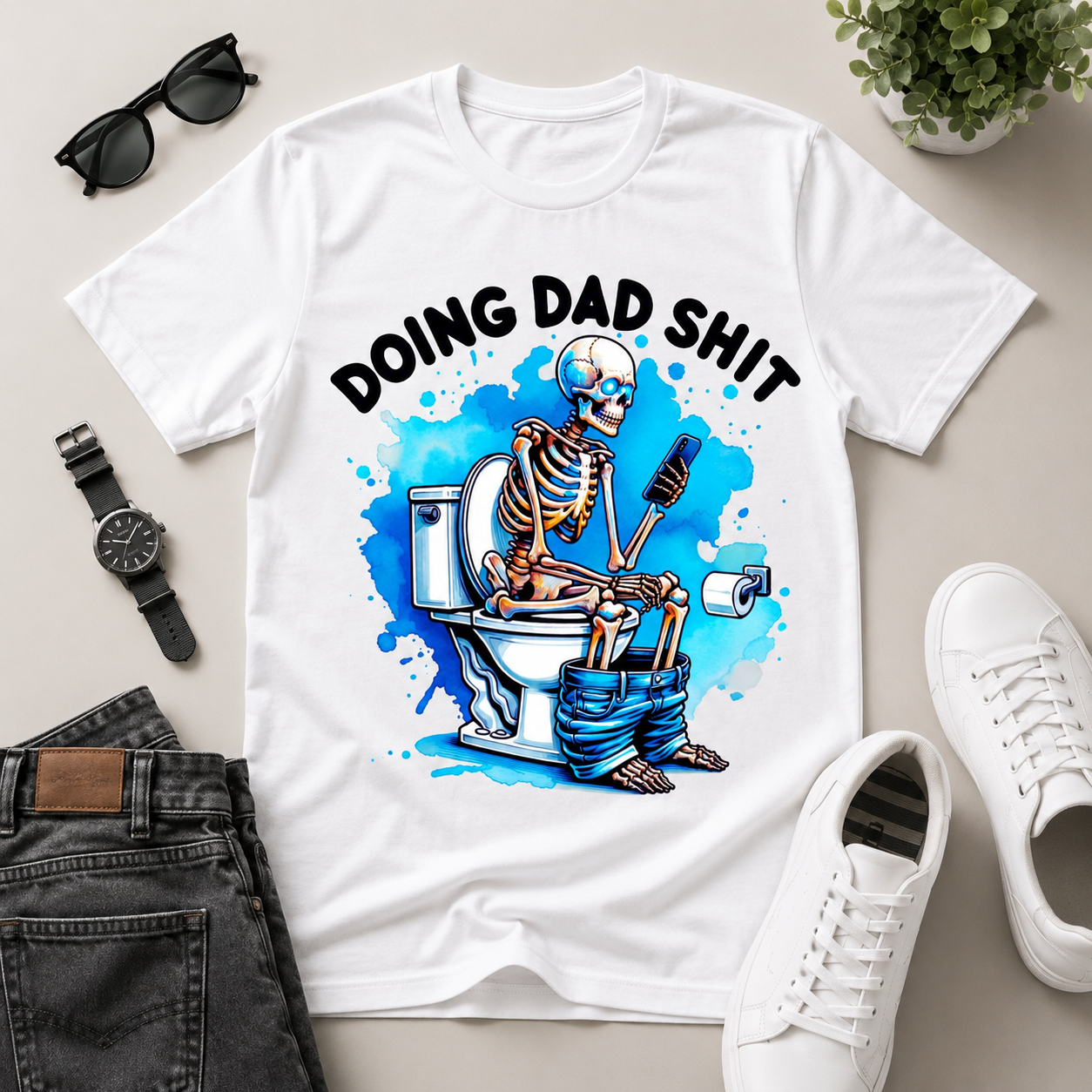 Doing Dad Shit Funny Skeleton Dad Graphic Tee