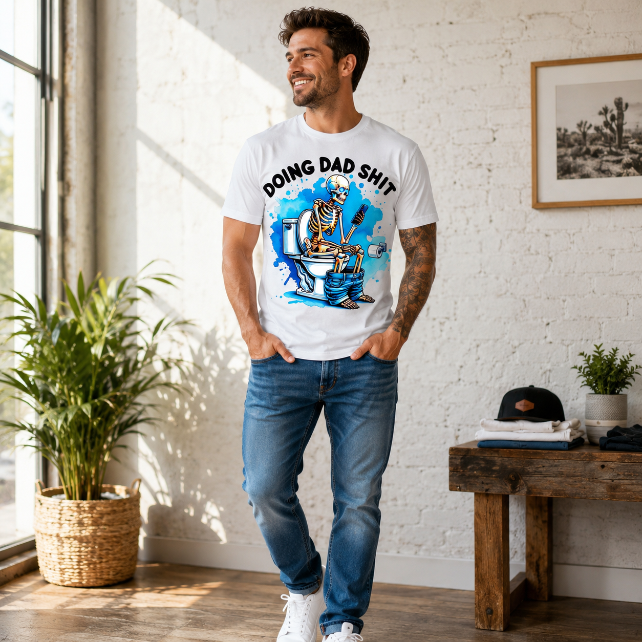 Doing Dad Shit Funny Skeleton Dad Graphic Tee