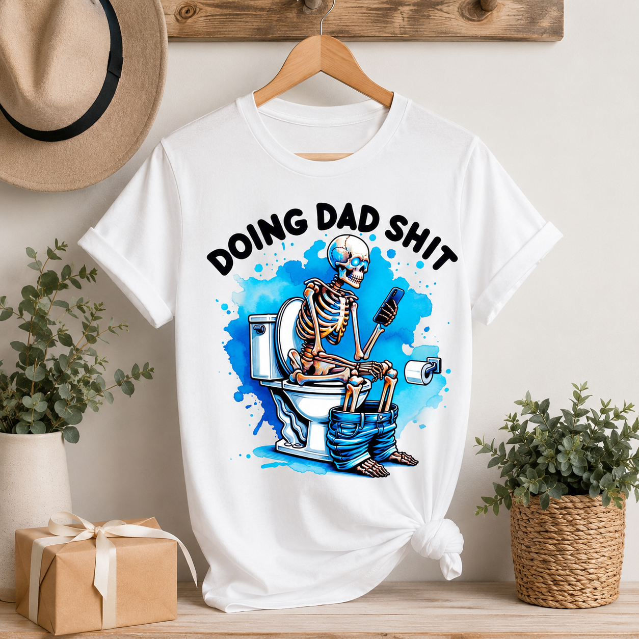 Doing Dad Shit Funny Skeleton Dad Graphic Tee