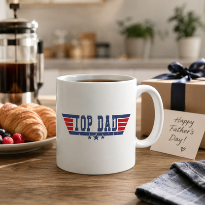 Top Dad Father’s Day Gift Bundle | Men’s Shirt, Tumbler, Mug & Trucker Hat Set | Patriotic Dad Gift Box