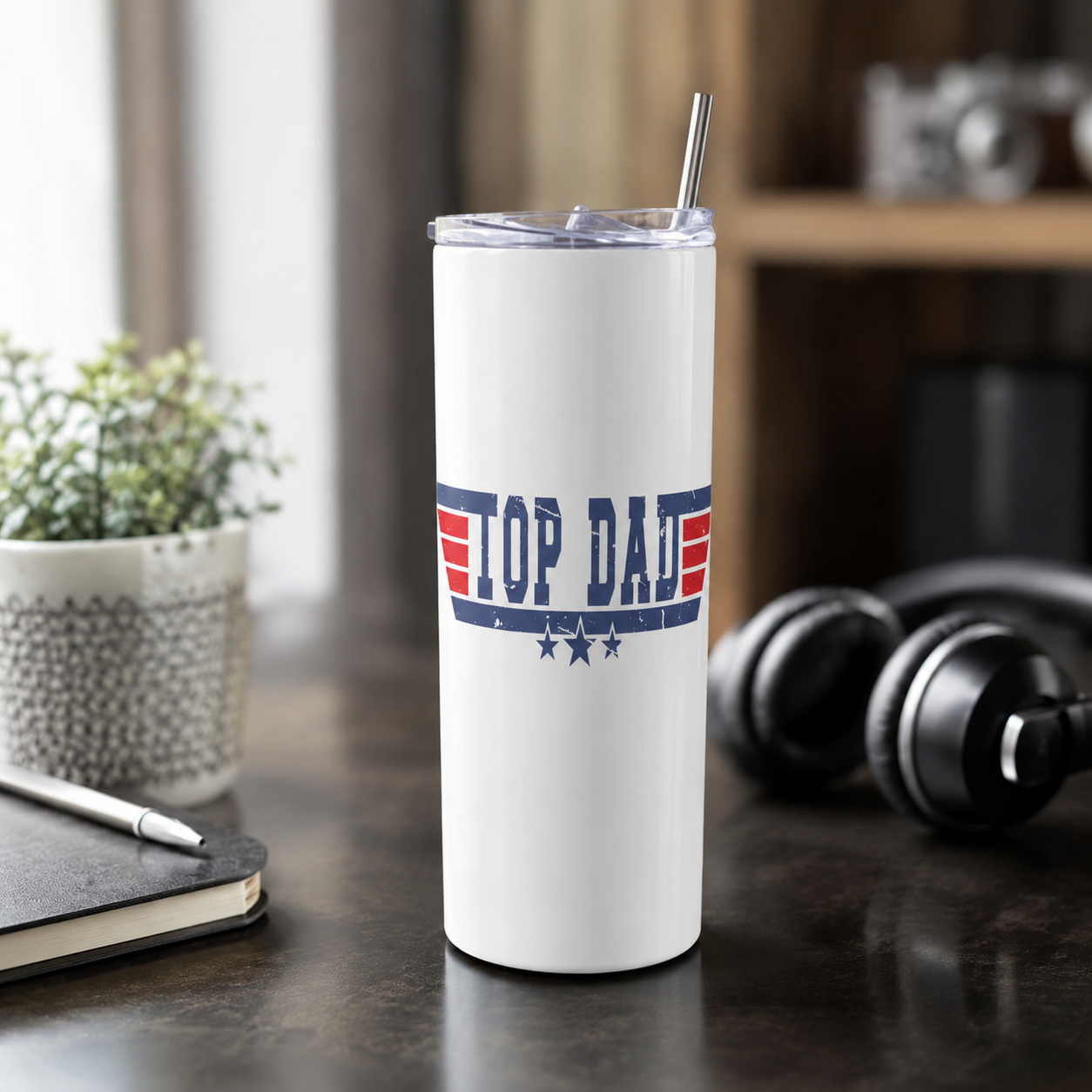 Top Dad Father’s Day Gift Bundle | Men’s Shirt, Tumbler, Mug & Trucker Hat Set | Patriotic Dad Gift Box