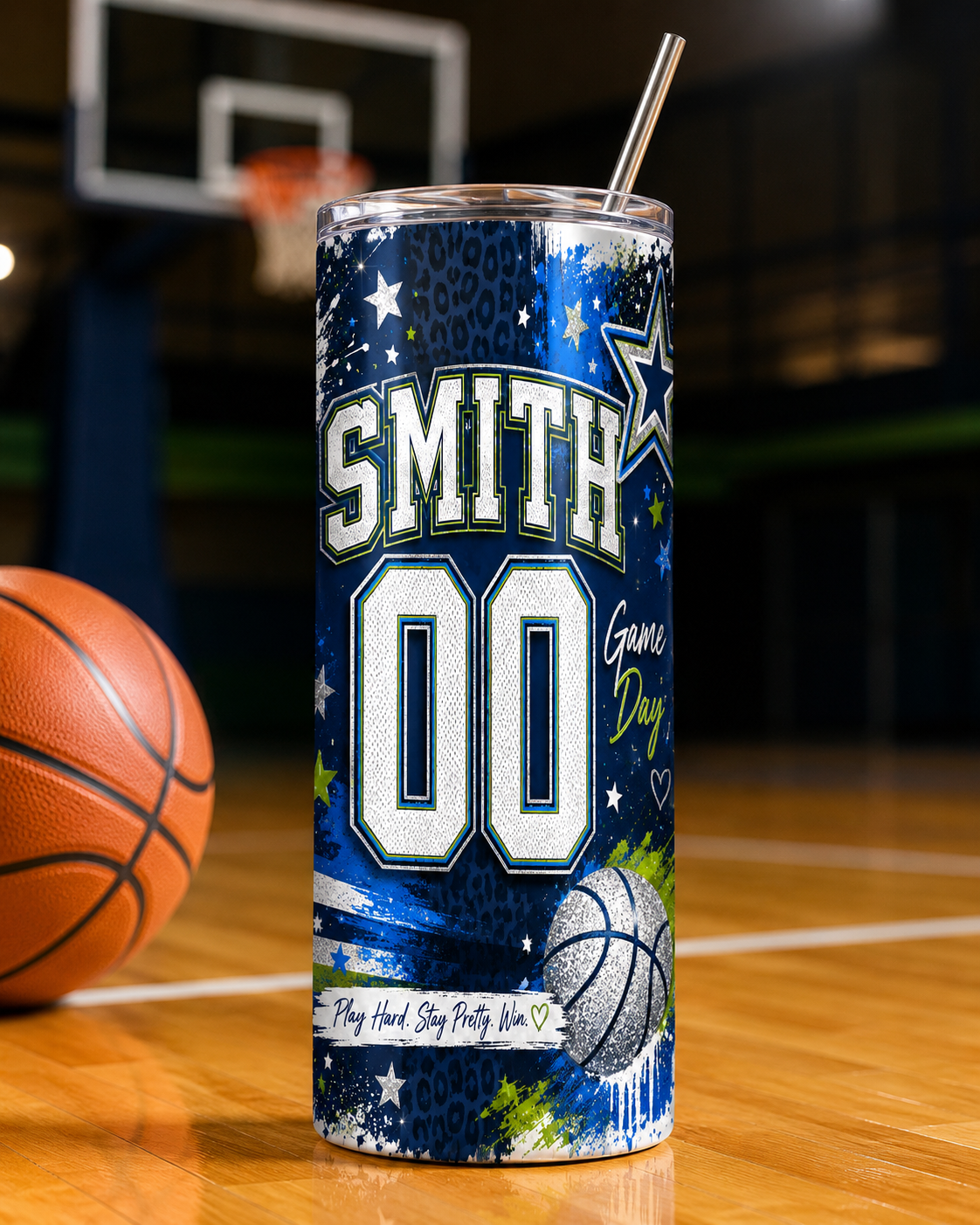 Personalized Women’s Basketball Game Day 20 oz Skinny Tumbler