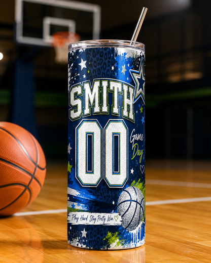Personalized Women’s Basketball Game Day 20 oz Skinny Tumbler